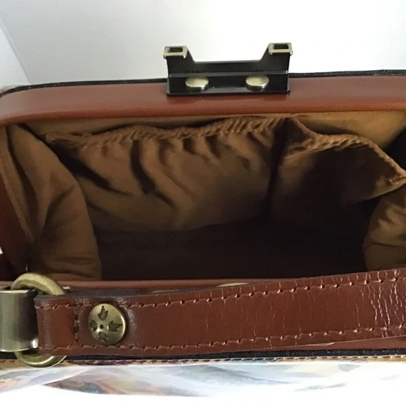 Patricia Nash Gracchi French Tapestry Bag Handbag Crossbody Brown Leather - Picture 10 of 16